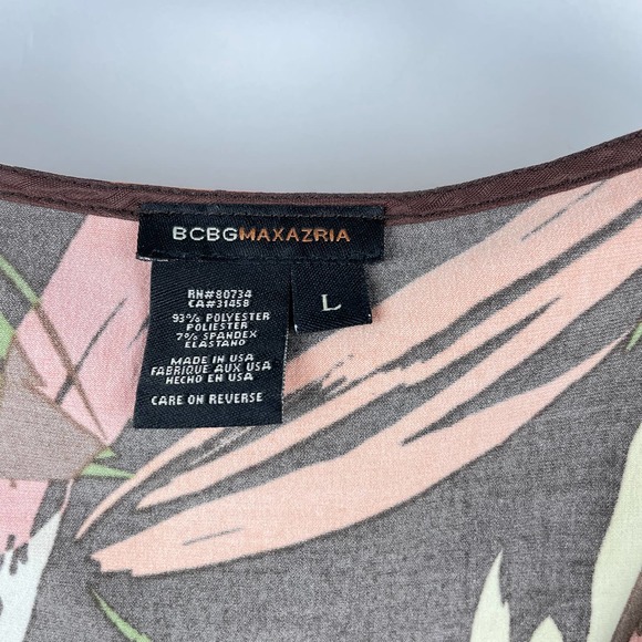 BCBGMAXAZRIA Tropical Leaves V-Neck Sheath Women's Dress - Picture 4 of 7